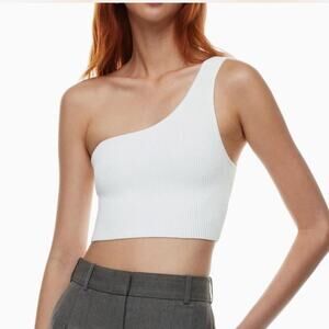 Babaton Aritzia White One Shoulder Sculpt Tank